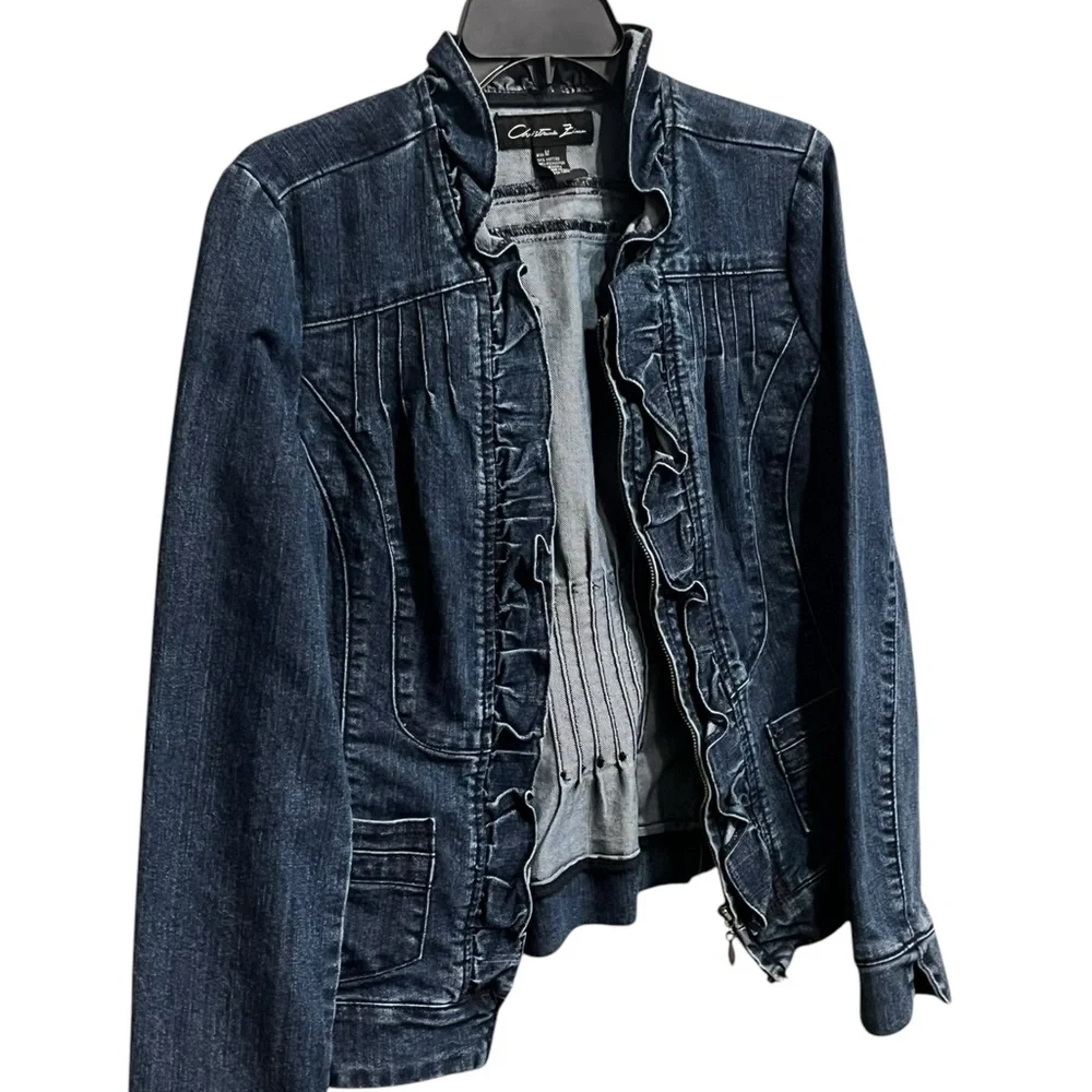 Blue Denim Ruffle Jacket - Picture 5 of 12